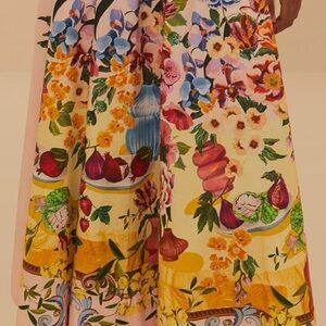 FARM Rio Pink Garden Terrace Organic Cotton Midi Skirt
